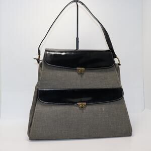 Vintage Two Level Train Case Purse Structured Top Handle Bag